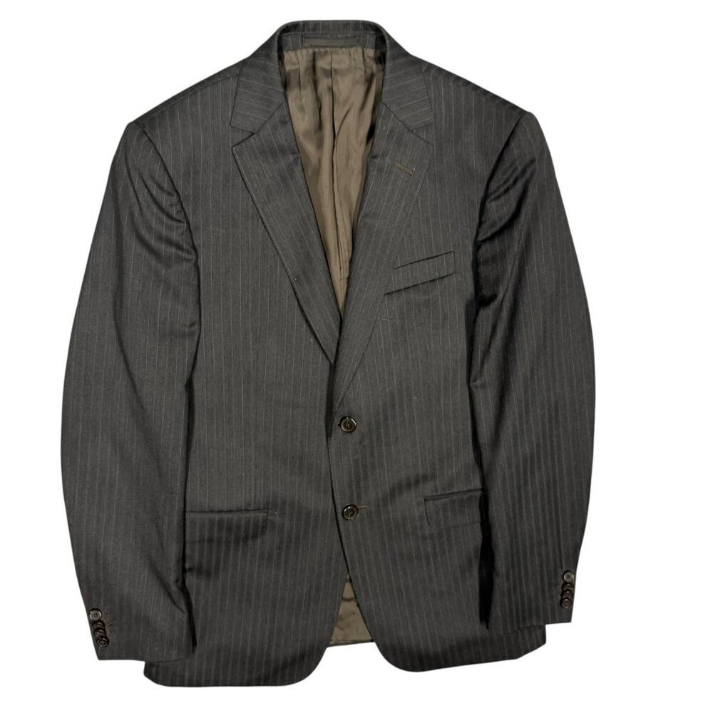 Men's Charcoal Pinstripe Blazer - Classic Two-Button Jacket